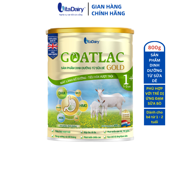 Sữa Dê Goatlac Gold 1+ 800g dành cho trẻ dị ứng đạm sữa bò - VitaDairy