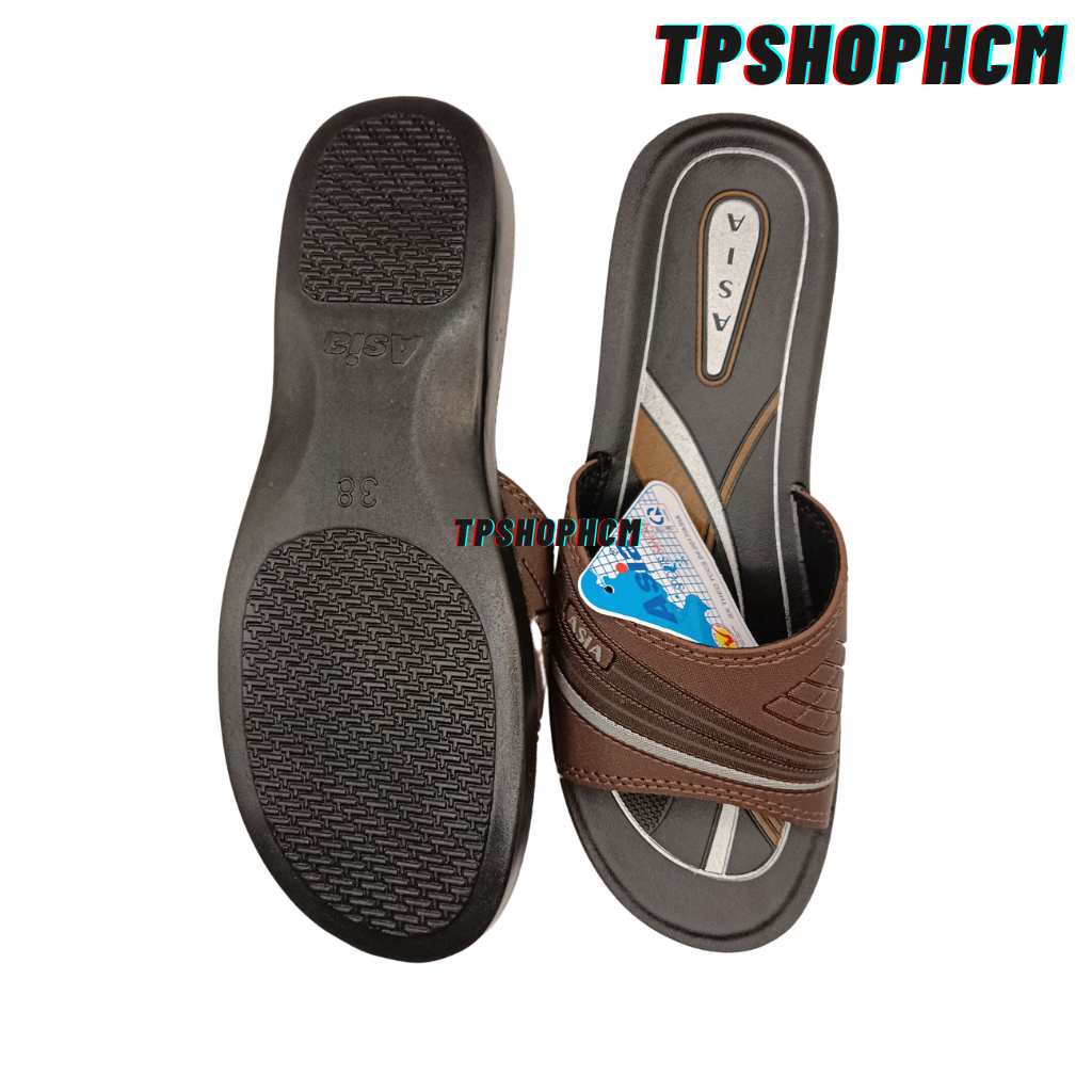 Dép bà già nữ đúc Nâu , Đỏ DW32 quai ngang ASIA 2 dành cho người trung tuổi