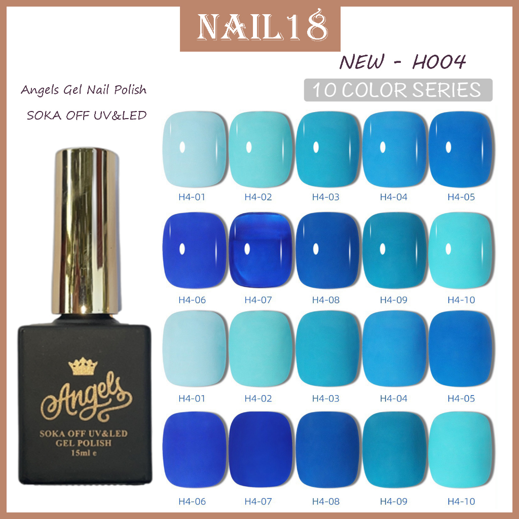 Sơn móng tay, Angels UV gel polish, Chuỗi Klein màu H4 xanh lam, Xanh tím than HOT