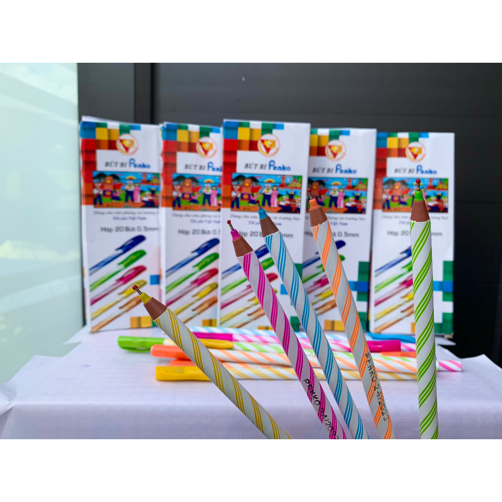 Hộp 20 bút bi nến Penko viết siêu mượt màu mực đẹp