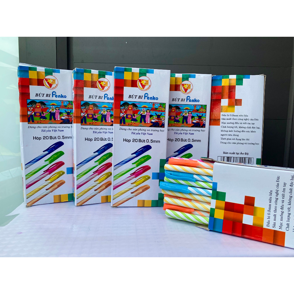 Hộp 20 bút bi nến Penko viết siêu mượt màu mực đẹp