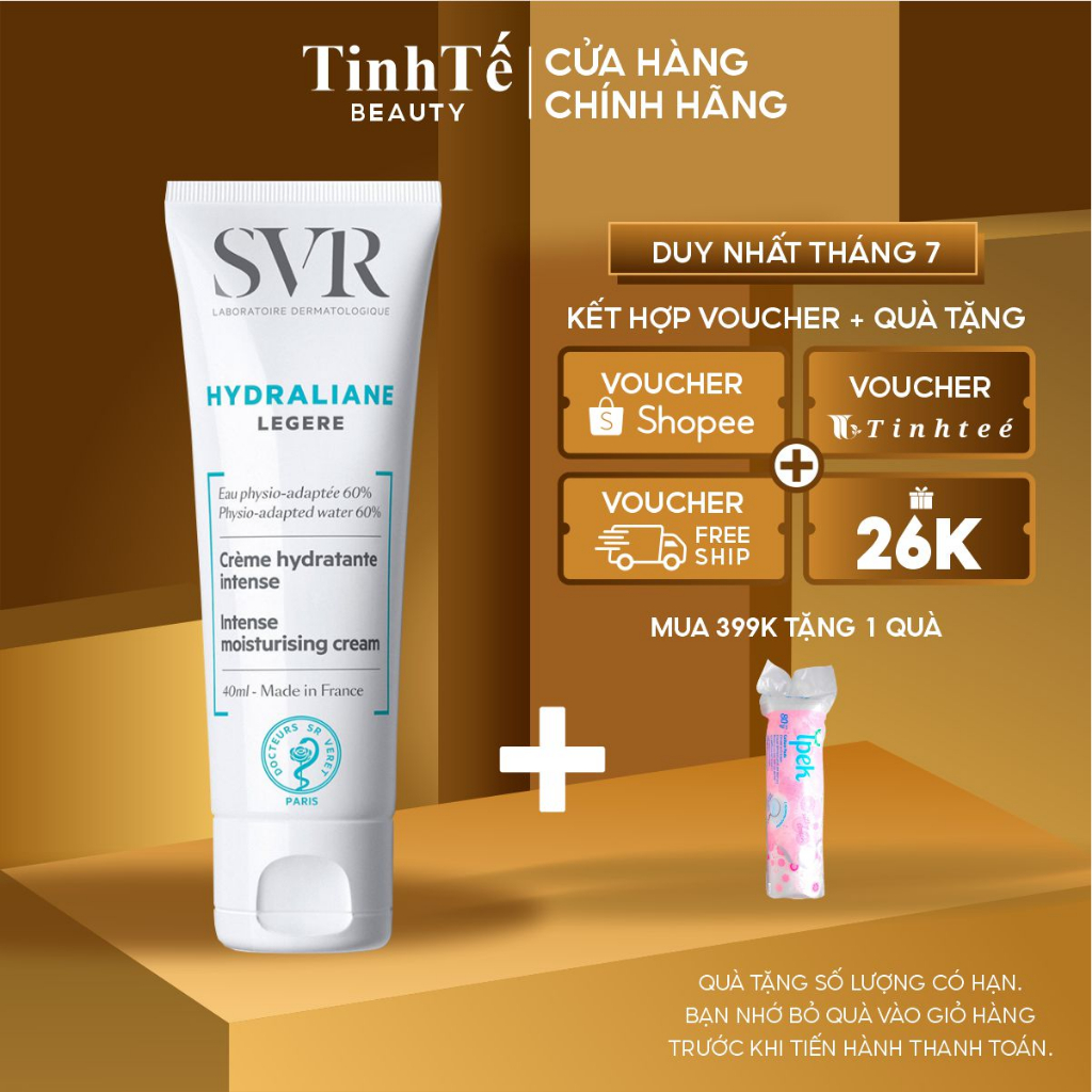 Dưỡng ẩm cho vùng mặt và cổ dành cho da thường đến da hỗn hợp SVR HYDRALIANE Legere 40ml
