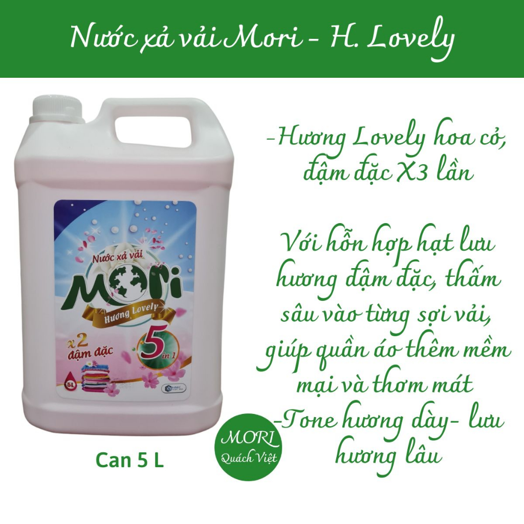 Nước xả làm mềm vải mori hương fantasy, đậm đặc gấp 3 lần, lưu hương lâu, can 10L, shopquachviet