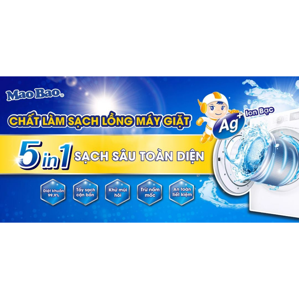 Combo 5 hộp Chất Vệ Sinh Lồng Máy Giặt Mao Bao Chính Hãng