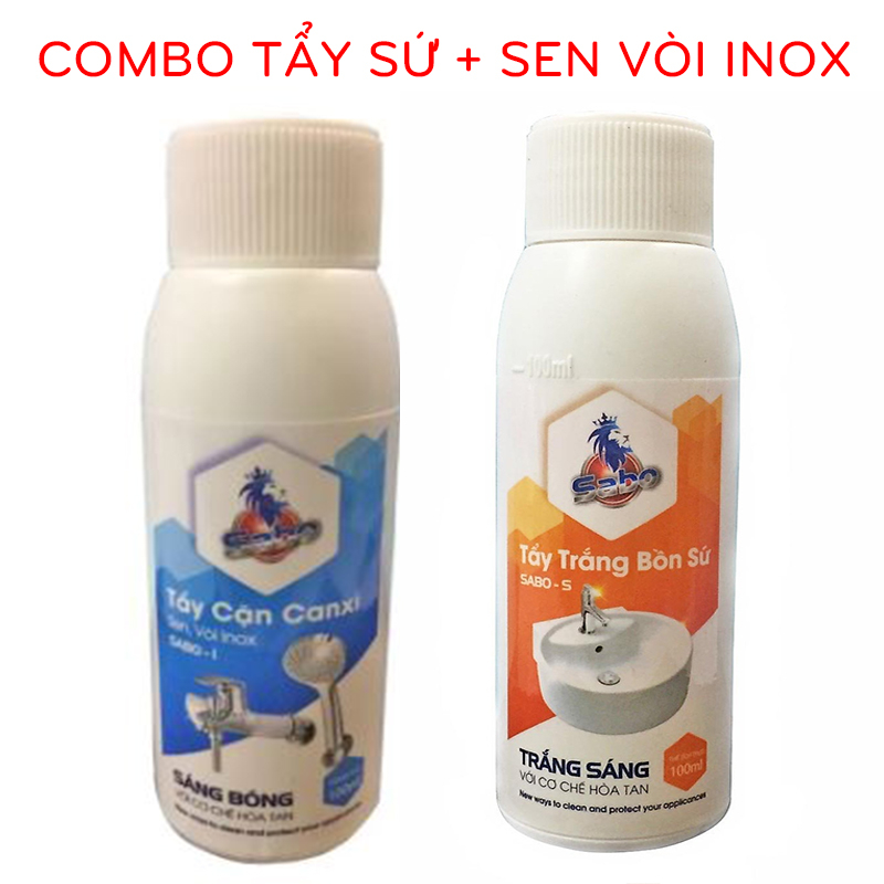 Combo Tẩy Rửa Bồn Sứ, Cặn Sen Vòi Inox Nhà Tắm, Vệ Sinh Siêu Sạch Loại 100ml