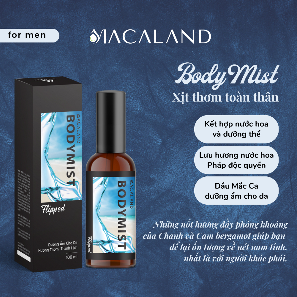 Body Mist nam hương Flipped Macaland hương thơm thanh mát mạnh mẽ