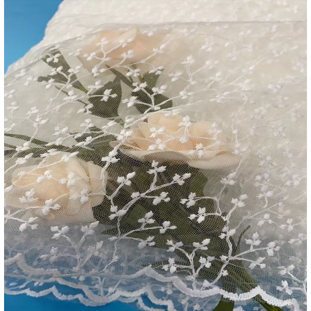 💥 FULL MÀU 💥Vải ren lưới thêu hoa nhí khổ 1.3m