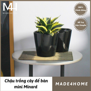 Chậu trồng cây gốm Pansy đen bóng - Made4home