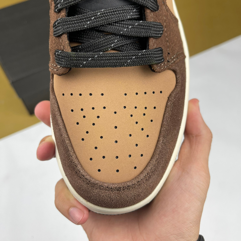 Giày JD1 Mid SE Dark Chocolate, JD1 Cao Nâu Da - Than.Shoes