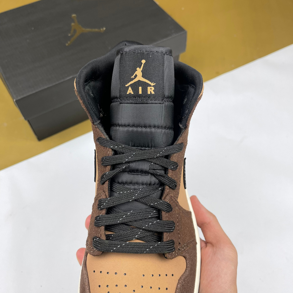 Giày JD1 Mid SE Dark Chocolate, JD1 Cao Nâu Da - Than.Shoes