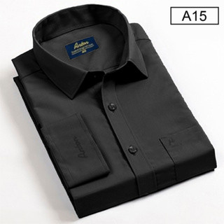 Áo Sơ Mi Nam Công Sở Trung Niên Anton Đen Trơn Dài Tay Vải Cotton Có Túi Ngực - SD15