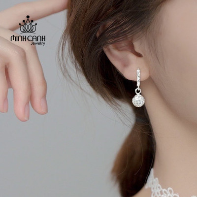 Bông Tai Bạc Nữ Quả Cầu Treo - Minh Canh Jewelry