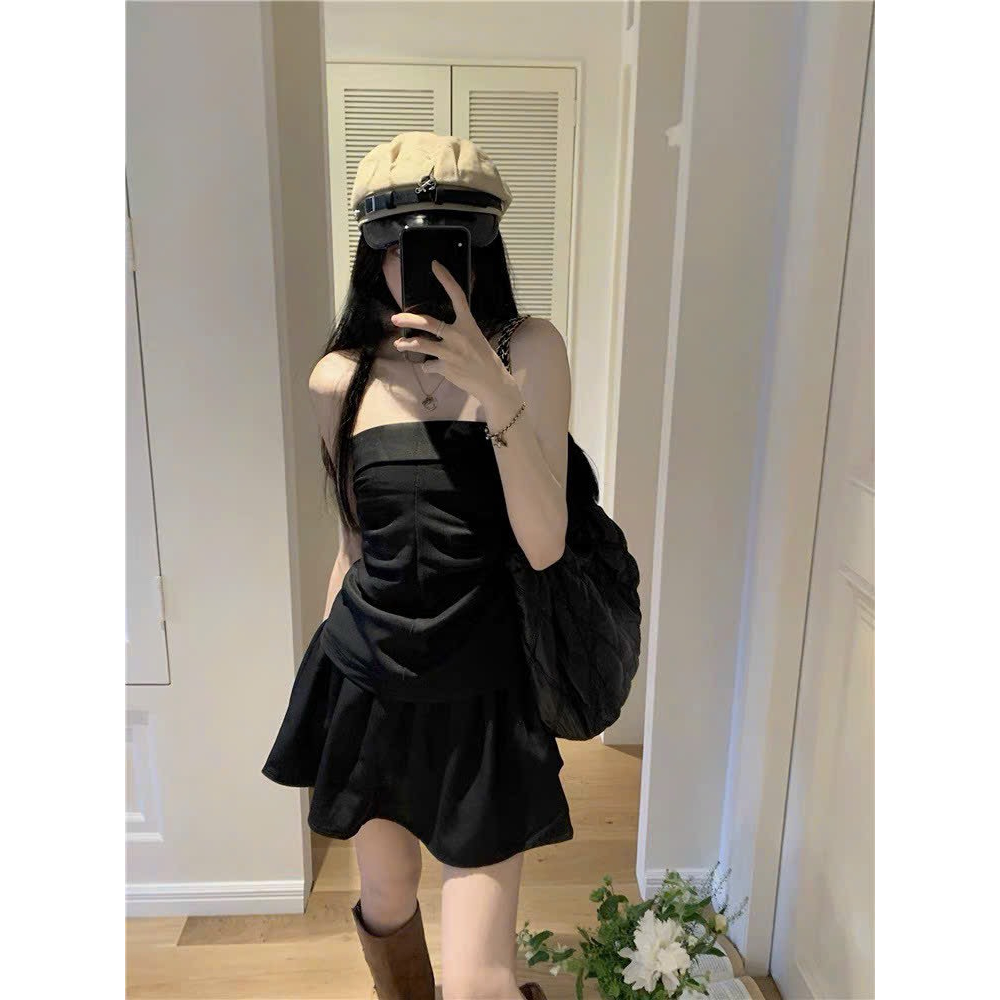 SET 2 MÓN áo cúp ngực kèm chân váy cao bồi, bộ nữ tôn dáng