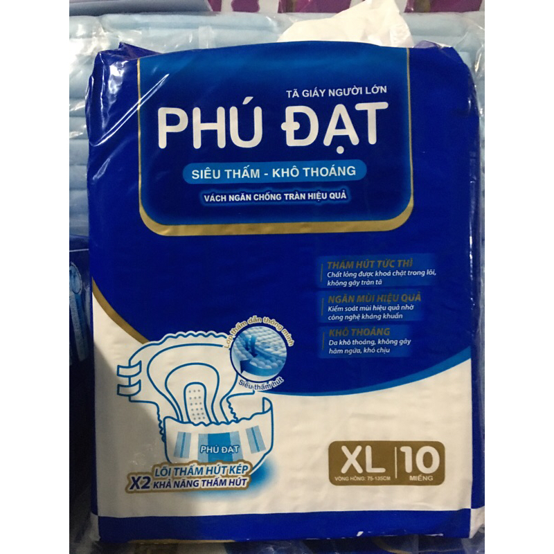 Bán Sỉ 1 thùng (10 gói) Bỉm người già Phú Đạt Size XL100 tã