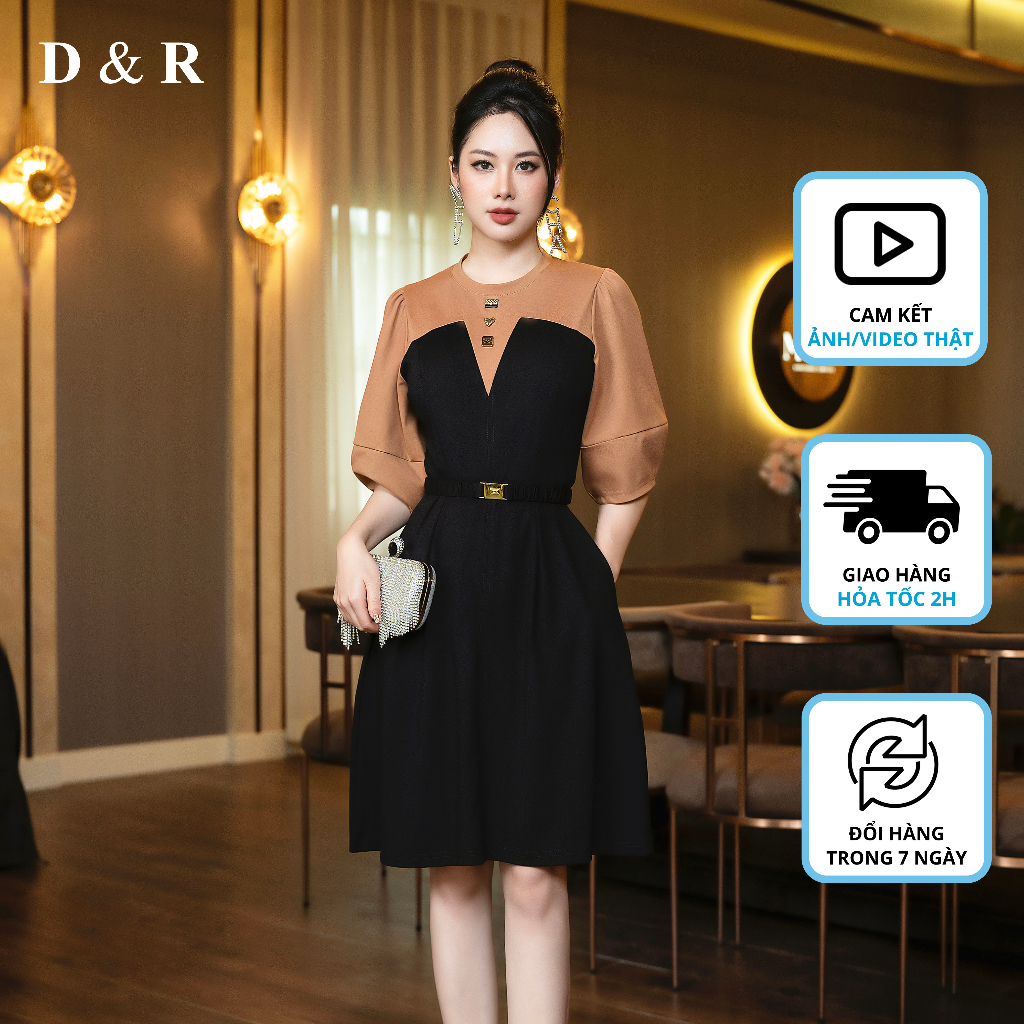 Đầm chữ A bigsize kèm nịt Quảng Châu cao cấp D&R Fashion D339