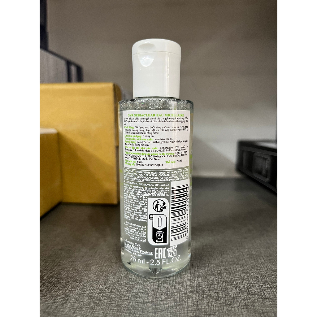 Nước làm sạch da, tẩy trang và giúp loại bỏ dầu cho da SVR SEBIACLEAR EAU MICELLAIRE 75ml