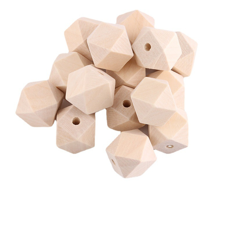 Hạt gỗ đa giác handmade nhiều kích thước trang trí làm macrame, decor, màu mộc | tutushop