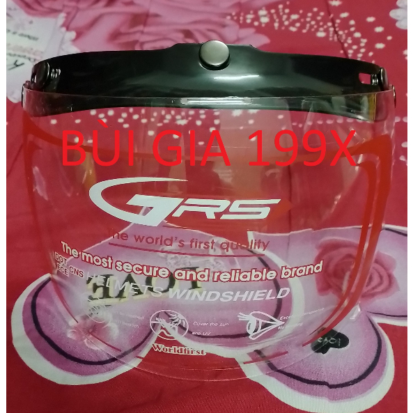 Kính Chắn Gió GRS 1/2 mặt tích hợp mái che - Dùng Được Cho Tất Cả Các Loại Nón 3/4 Nút Bấm