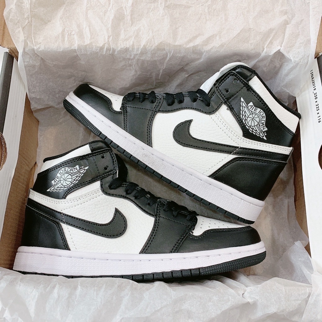 Giày thể thao jordan 1 đen trắng cao cổ, Giày JD1 cổ cao cực chất full box bill tặng vớ