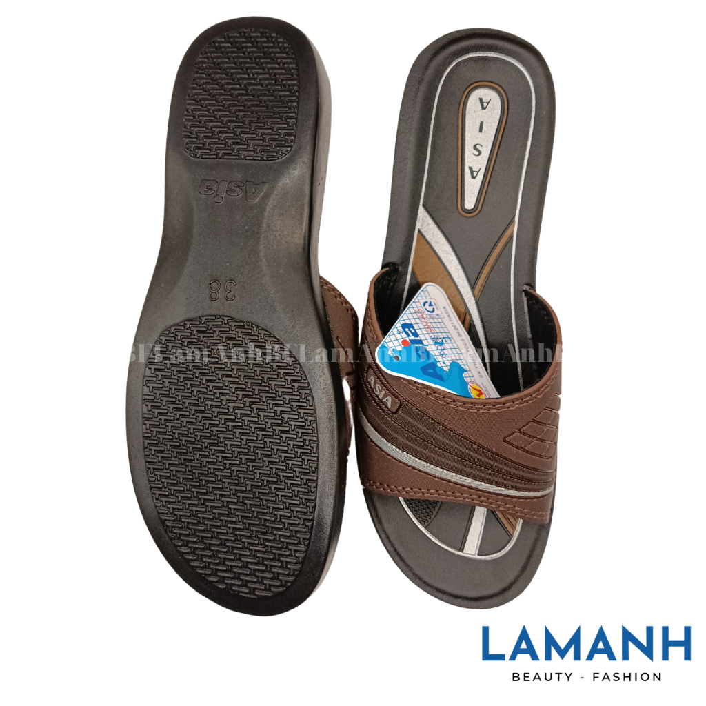 Dép bà già asia quai ngang màu đỏ , nâu DW đế đúc chống trơn trượt êm chân siêu bền