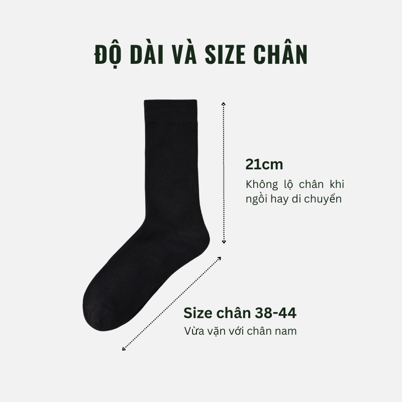 Tất Đen Cao Cổ Nam Có Tất dài 21cm, dày dặn nhưng thoáng mát _ FULLDEN