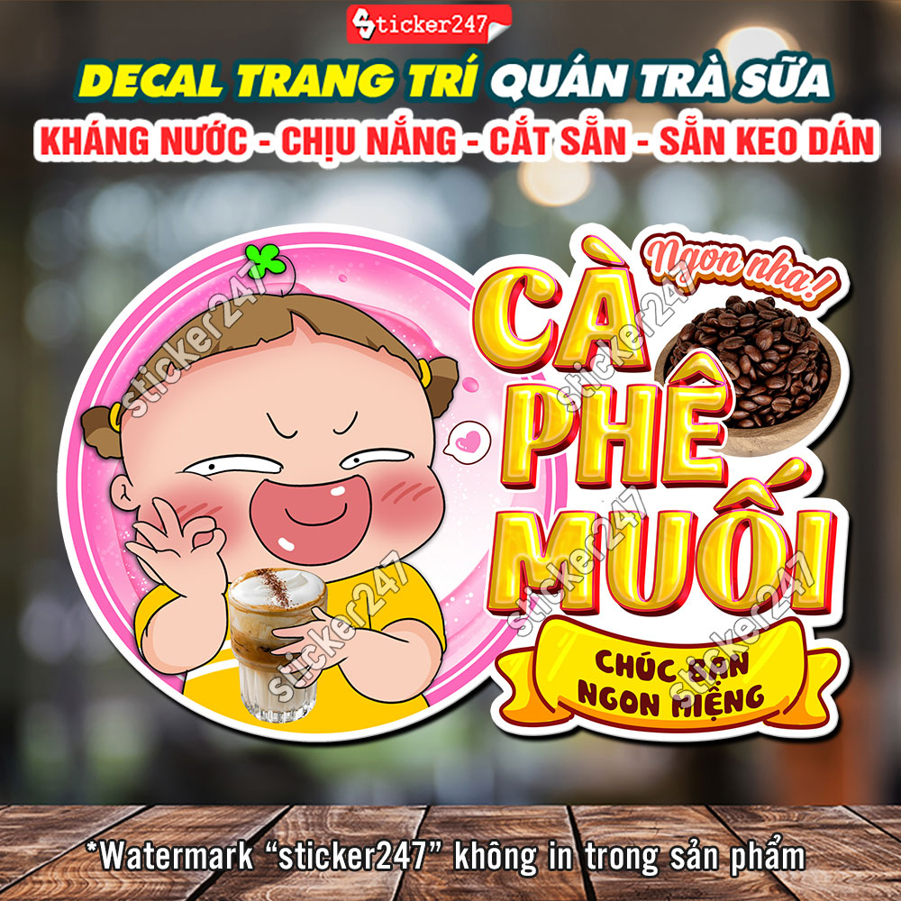 Hình Dán Cà Phê Muối  🍓 Trang Trí Quán Nước - Decal Trang Trí Quán Cafe Muối - Decal Coffee Kem Muối