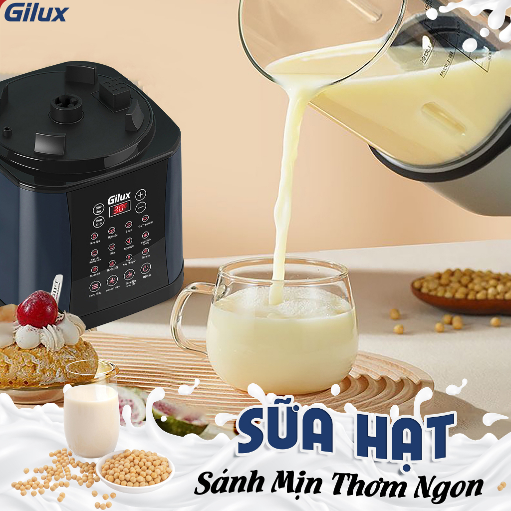 Máy làm sữa hạt Gilux - 15 chức năng xay nấu - Công suất 1800W - Dung tích 1.75l -BH12T