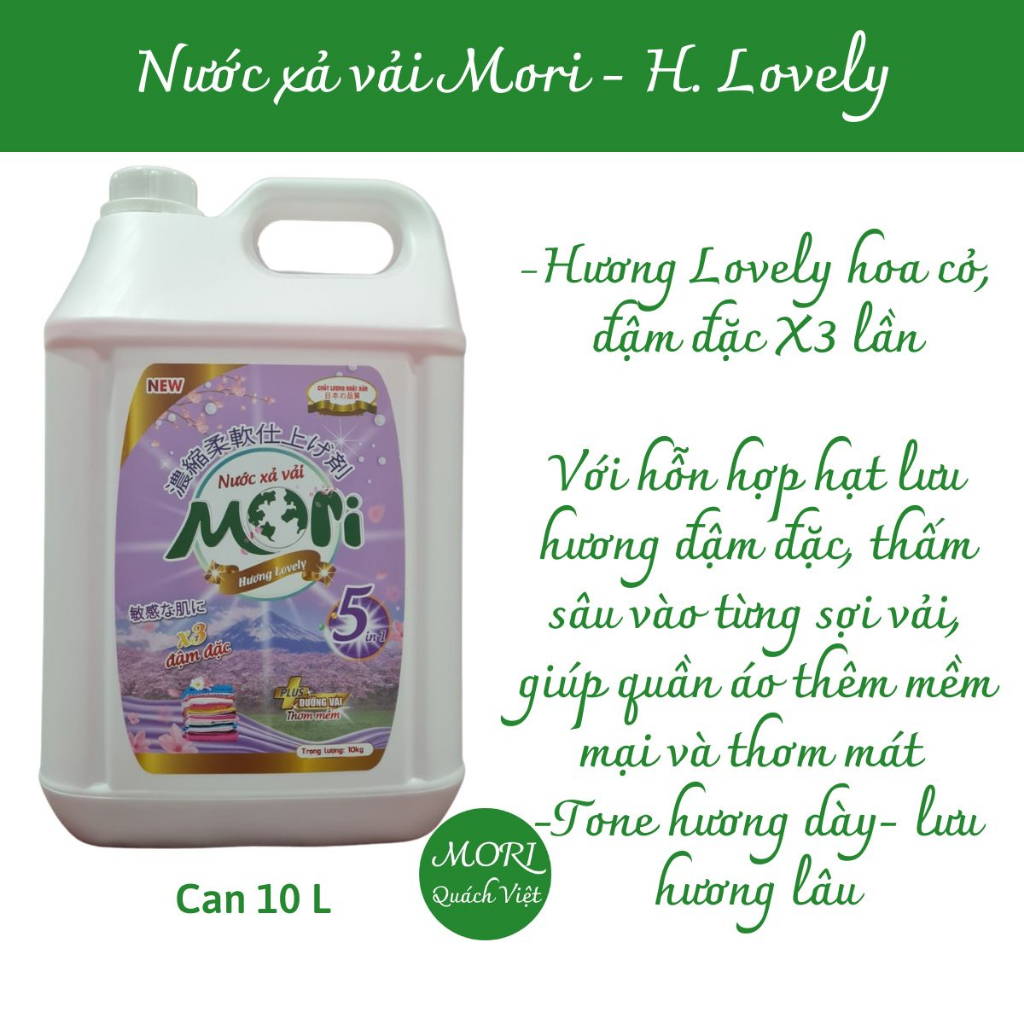 nước xả làm mềm vải mori hương fantasy, can 4,75L, tone hương dày, lưu hương lâu, shopquachviet