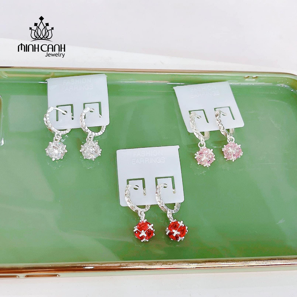 Bông Tai Trẻ Em Treo Đá Màu - Minh Canh Jewelry