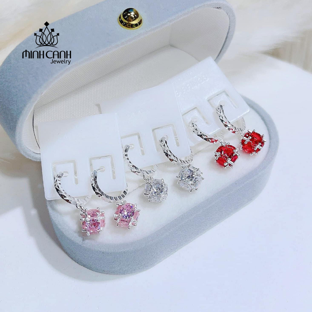 Bông Tai Trẻ Em Treo Đá Màu - Minh Canh Jewelry