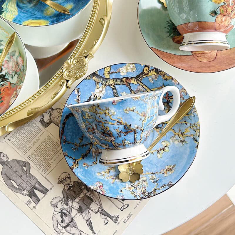 Set tách trà cao cấp hoạ tiết tranh Vangogh