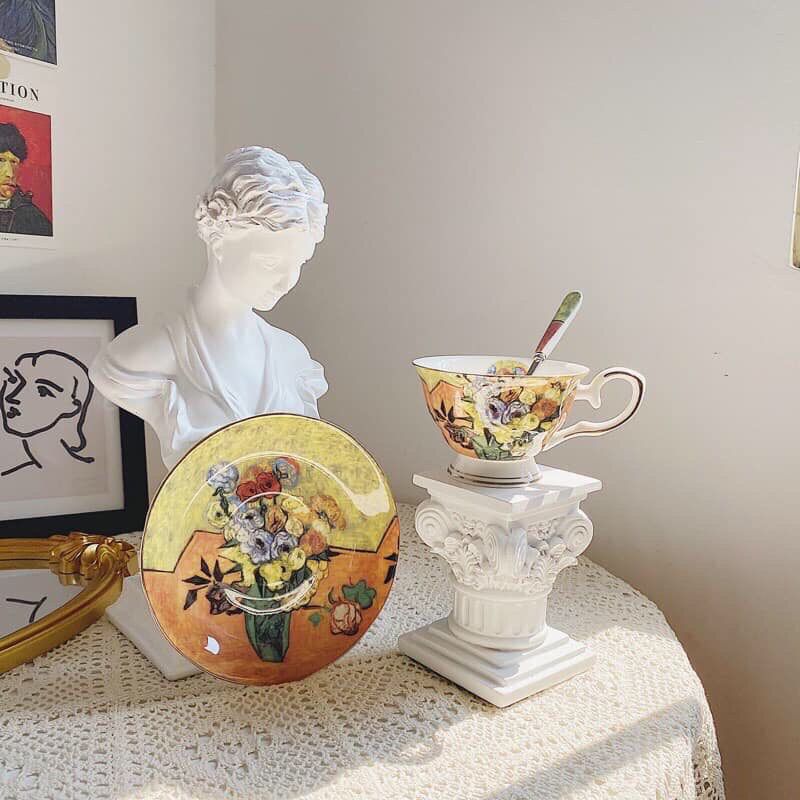 Set tách trà cao cấp hoạ tiết tranh Vangogh