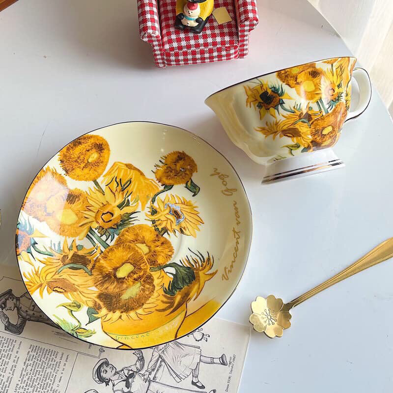 Set tách trà cao cấp hoạ tiết tranh Vangogh