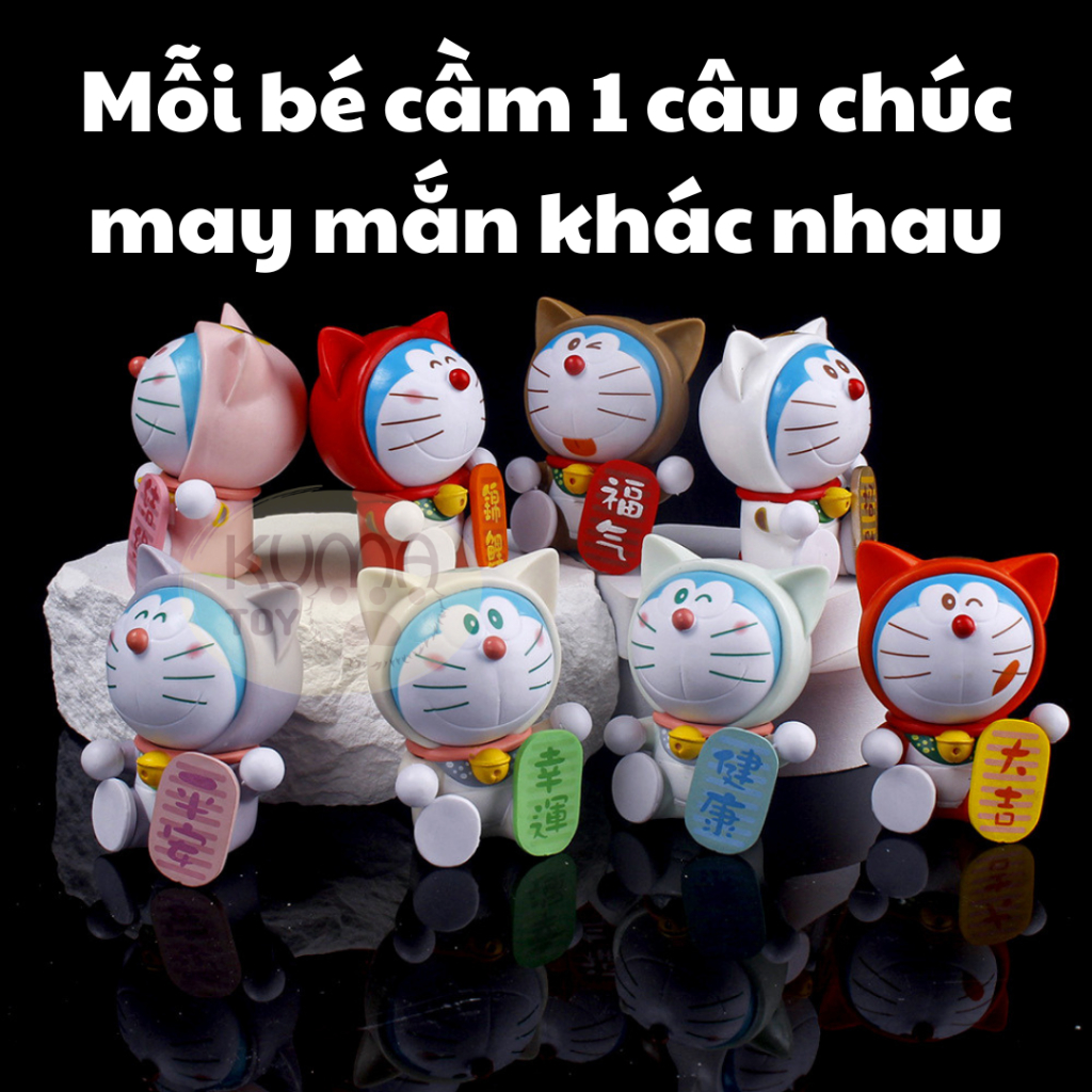 Mô hình 8 Mèo Doraemon May Mắn Tài Lộc, Bình An, Kết Duyên - Figure Doremon Nobita cao cấp