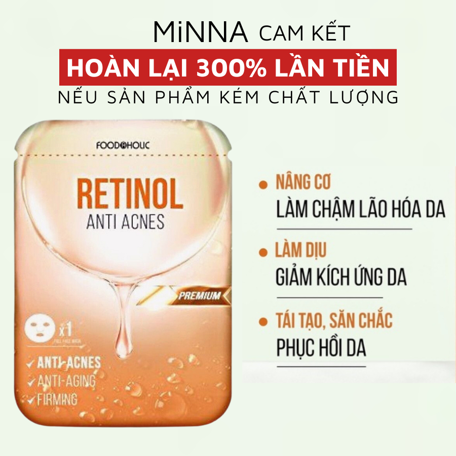 Hộp 10 miếng Mặt nạ Retinol Foodaholic Anti Acnes Mask giảm mụn, tái tạo da 23ml - RETINOL