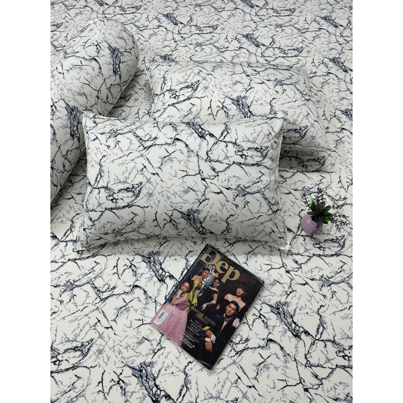 Bộ ga gối thun hàn quốc Vạn Phát vân đá siêu sang đủ kích thước