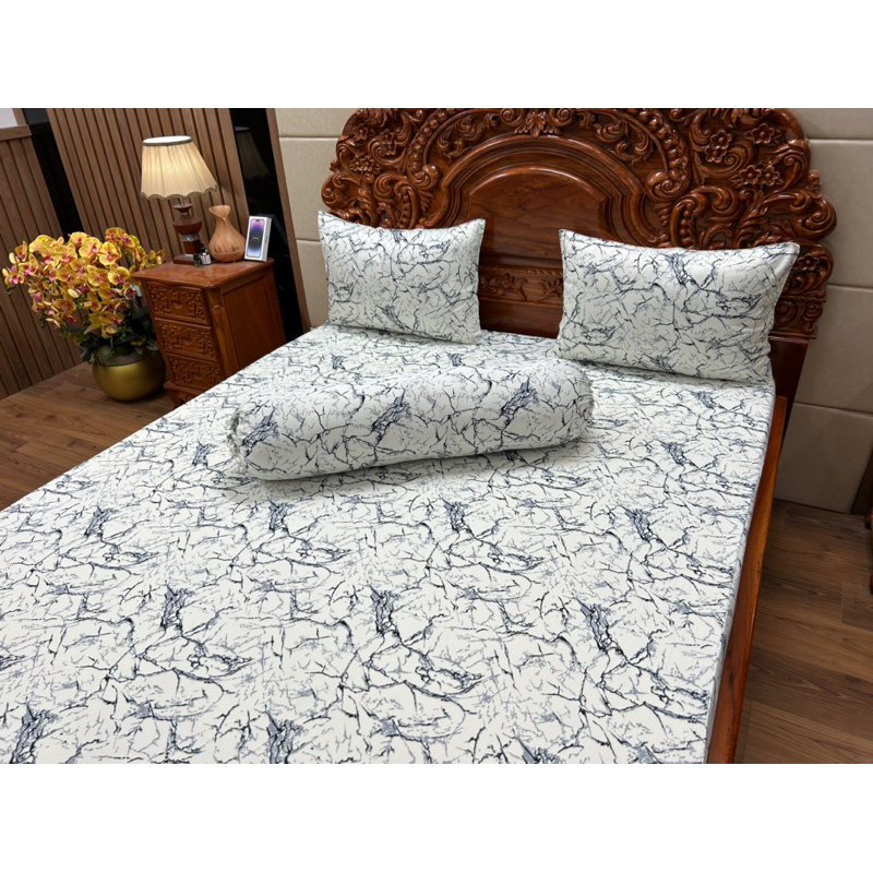 Bộ ga gối thun hàn quốc Vạn Phát vân đá siêu sang đủ kích thước