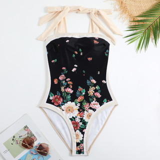 (Dày dặn) Bikini đi biển, đồ bơi nữ liền thân, hoa văn sang trọng, phong cách Retro # Y118-A