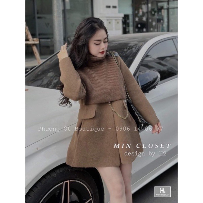 Set dạ cổ len newtag