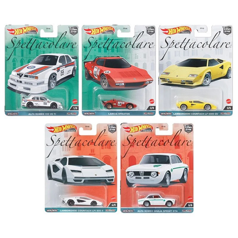 Hobby Store xe mô hình Hot Wheels Premium Spettacolare ( Lamborghini Countach - Alfa Romeo - Lancia ) Set Lẻ