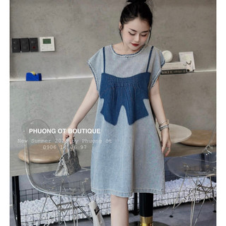VÁY JEAN DENIM DÁNG SUÔNG HÌNH NƠ ĐẬM CHUẨN HÀNG QCCC LOẠI 1.