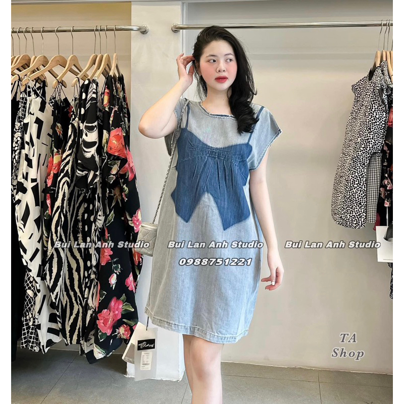 VÁY JEAN DENIM DÁNG SUÔNG HÌNH NƠ ĐẬM CHUẨN HÀNG QCCC LOẠI 1.