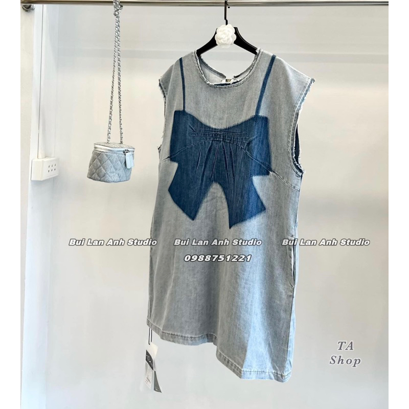 VÁY JEAN DENIM DÁNG SUÔNG HÌNH NƠ ĐẬM CHUẨN HÀNG QCCC LOẠI 1.