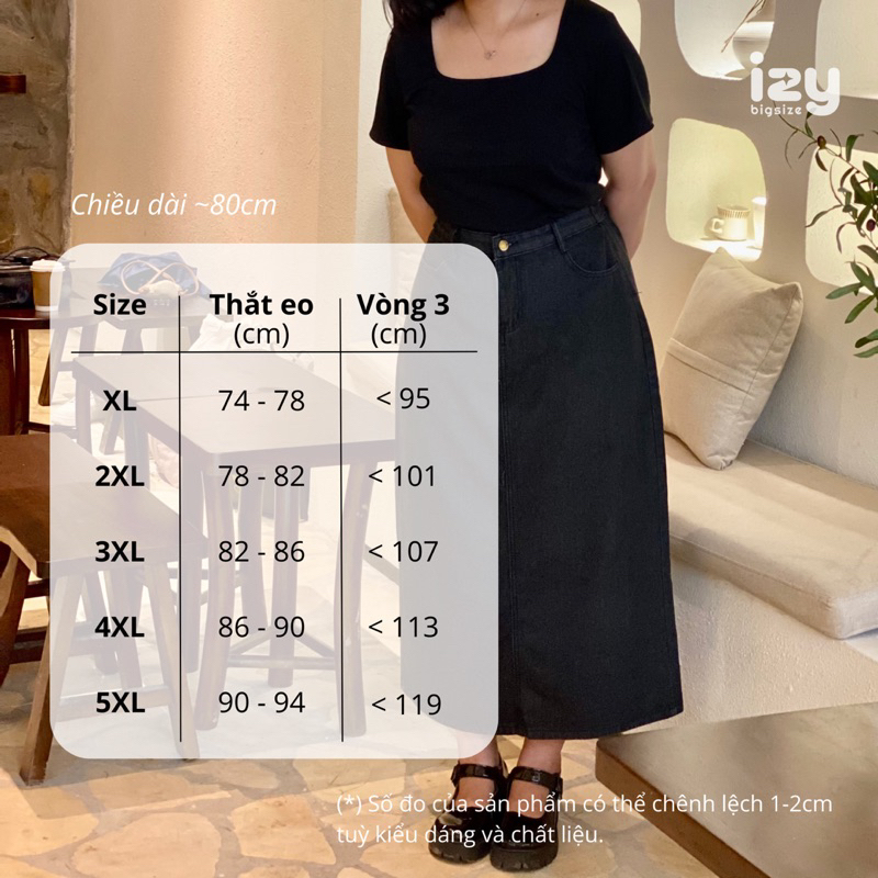 CHÂN VÁY JEANS BIGSIZE DÁNG DÀI KHUY EO 6645 - IZYBYNHI