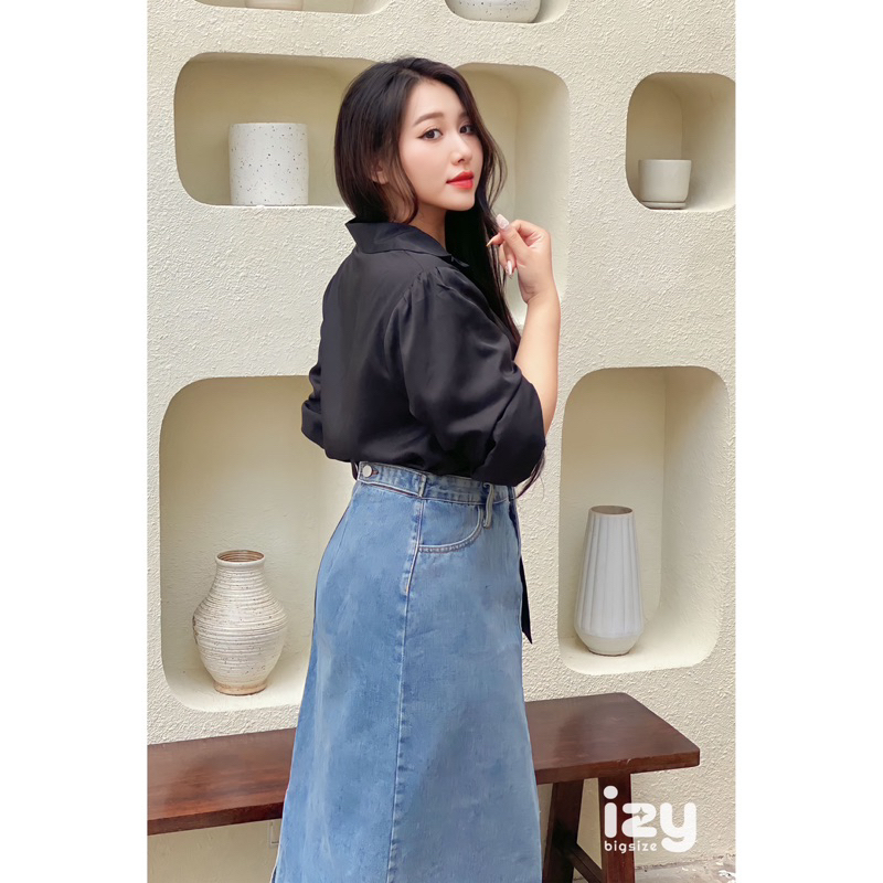 CHÂN VÁY JEANS BIGSIZE DÁNG DÀI KHUY EO 6645 - IZYBYNHI