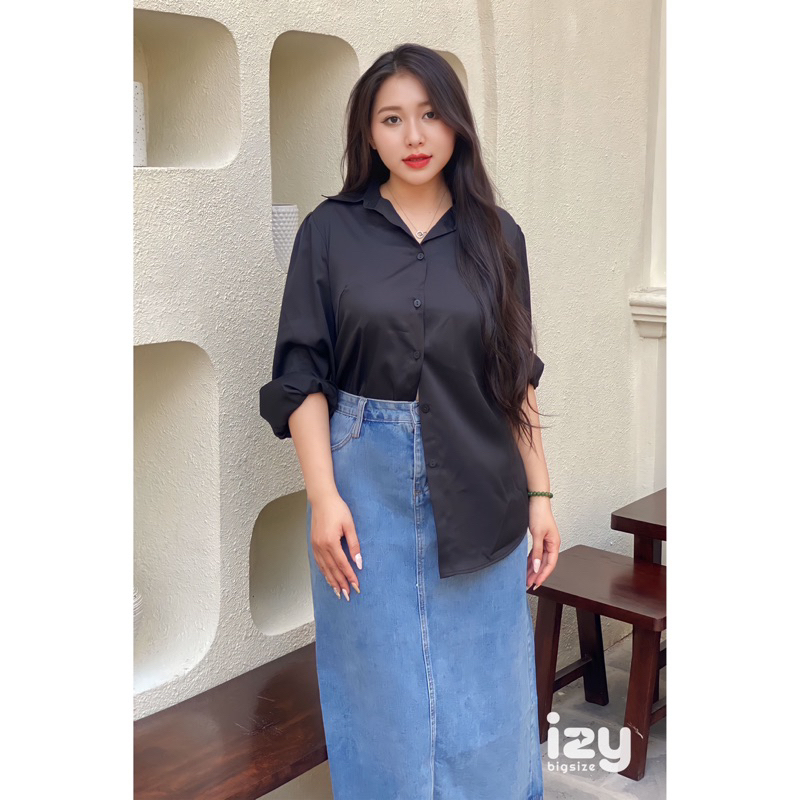 CHÂN VÁY JEANS BIGSIZE DÁNG DÀI KHUY EO 6645 - IZYBYNHI