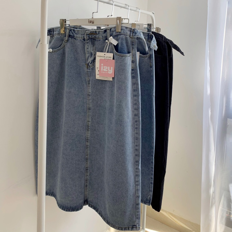 CHÂN VÁY JEANS BIGSIZE DÁNG DÀI KHUY EO 6645 - IZYBYNHI