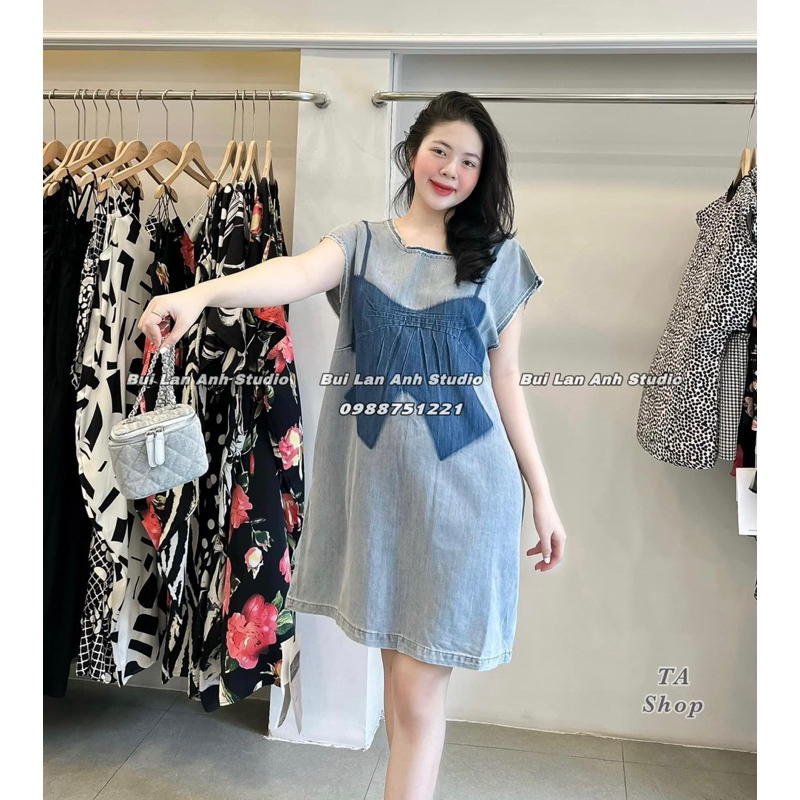 VÁY JEAN DENIM DÁNG SUÔNG HÌNH NƠ ĐẬM CHUẨN HÀNG QCCC LOẠI 1.