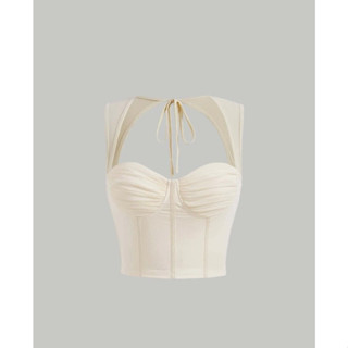 (SẴN BE, ĐEN, NÂU, XANH ĐẬM, ĐỎ ĐÔ - SHEIN) Áo croptop hở lưng cột dây ở cổ cá tính - DITY TOP