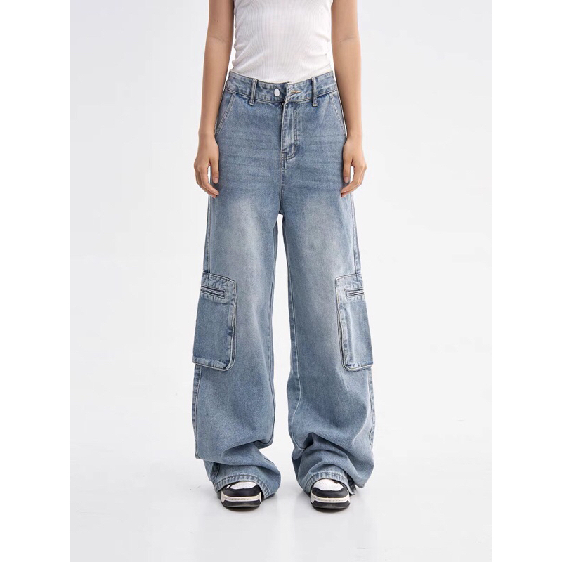 Varvet Quần Jeans Màu Bạc Retro Ống Suông Basic Uzllang Thời Trang Mới Nhất